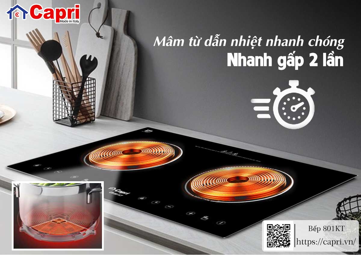 Bếp điện từ đôi nhập khẩu Capri CR-801KT